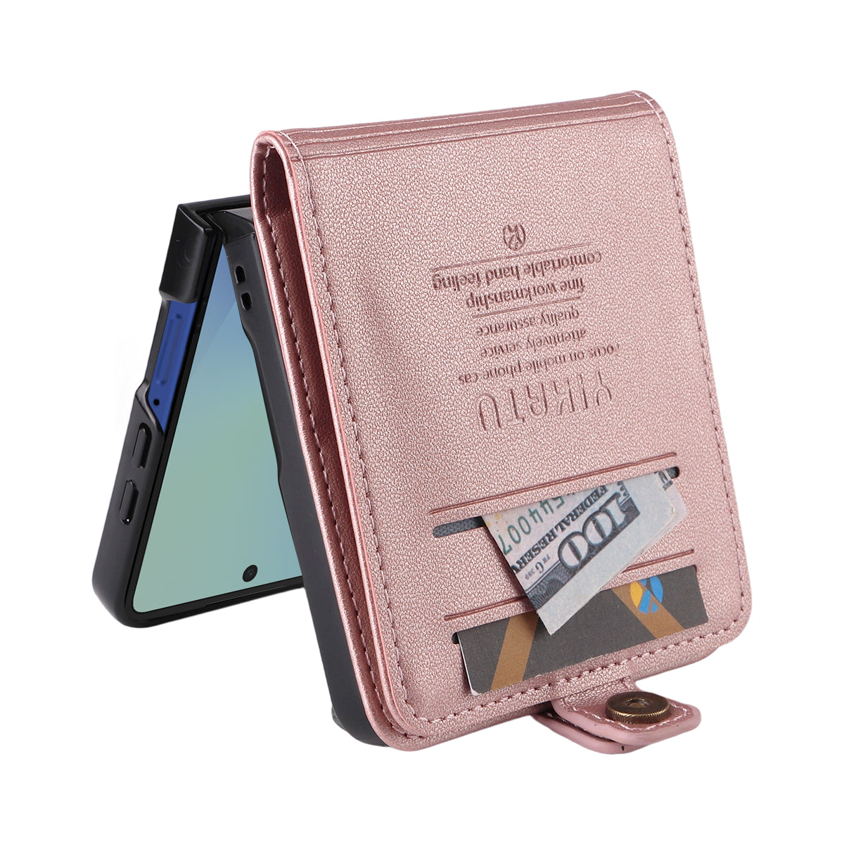 For Samsung Galaxy Z Flip7 5G Phone Cases YIKATU Magnetic Closure PU Leather Mobile Cover -  Rose Gold