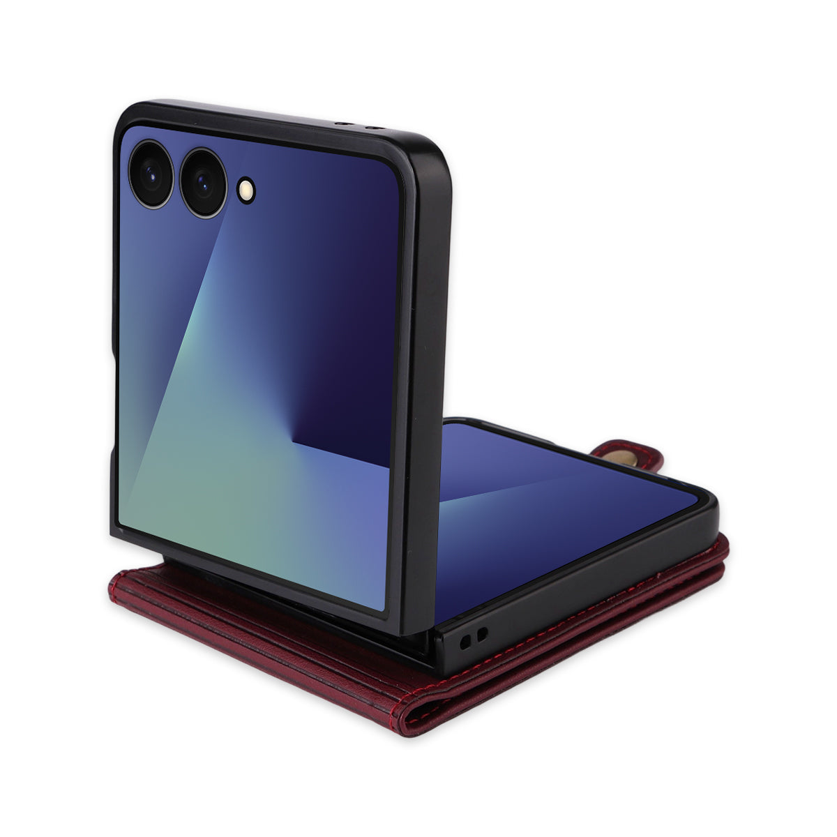 For Samsung Galaxy Z Flip7 5G Phone Cases YIKATU Magnetic Closure PU Leather Mobile Cover - Wine Red
