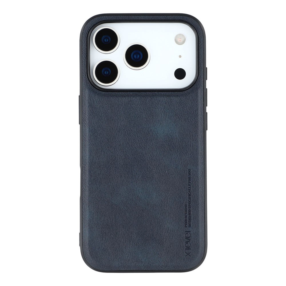 X-LEVEL Bojue-3 Series For iPhone 17 Pro Max Case Leather Coated PC + TPU Phone Back Cover - Blue