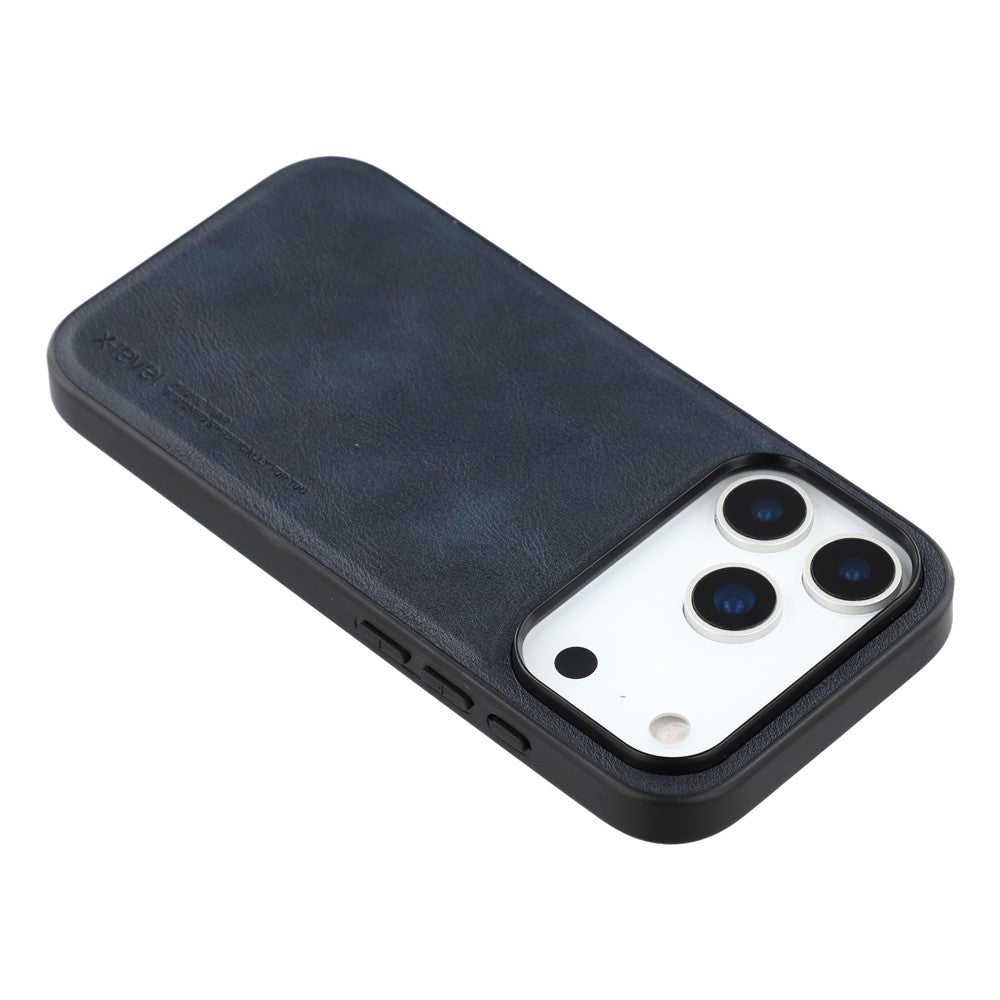 X-LEVEL Bojue-3 Series For iPhone 17 Pro Max Case Leather Coated PC + TPU Phone Back Cover - Blue