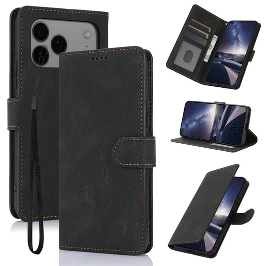 For iPhone 17 Pro Max Case PU Leather Phone Cover with Wallet Stand - Black
