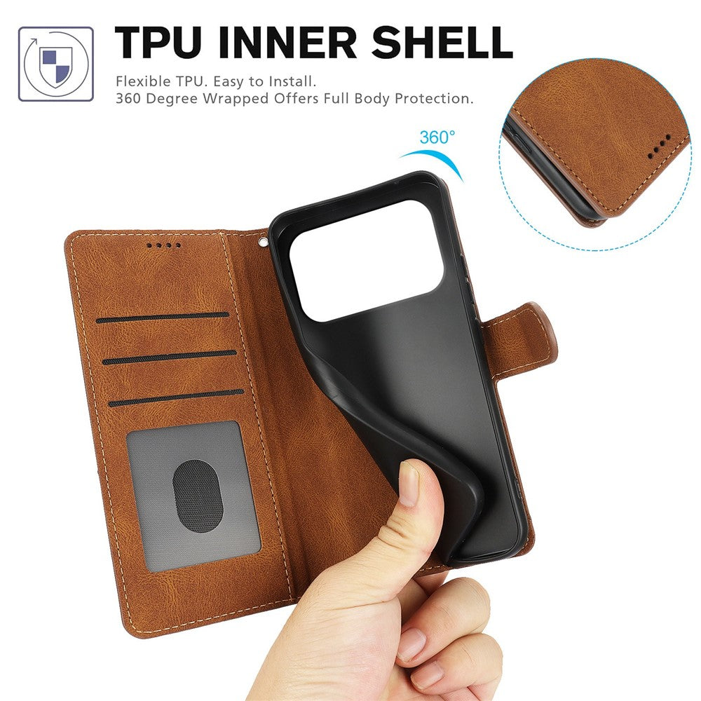 For iPhone 17 Pro Max Case PU Leather Phone Cover with Wallet Stand - Brown