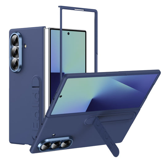 For Samsung Galaxy Z Fold7 5G Case Kickstand Hard PC Phone Cover (without Screen Protector) - Navy Blue