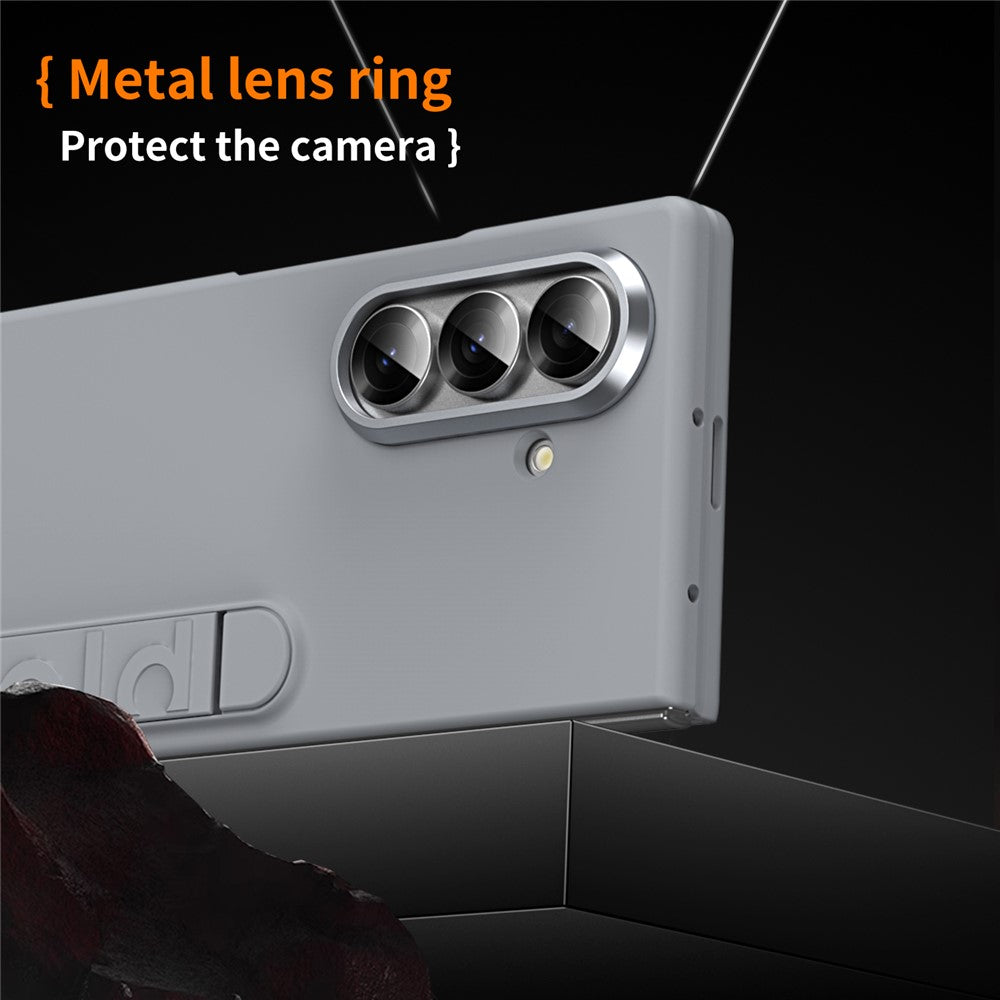 For Samsung Galaxy Z Fold7 5G Phone Case Kickstand PC Cover with Tempered Glass Screen Protector - Light Grey