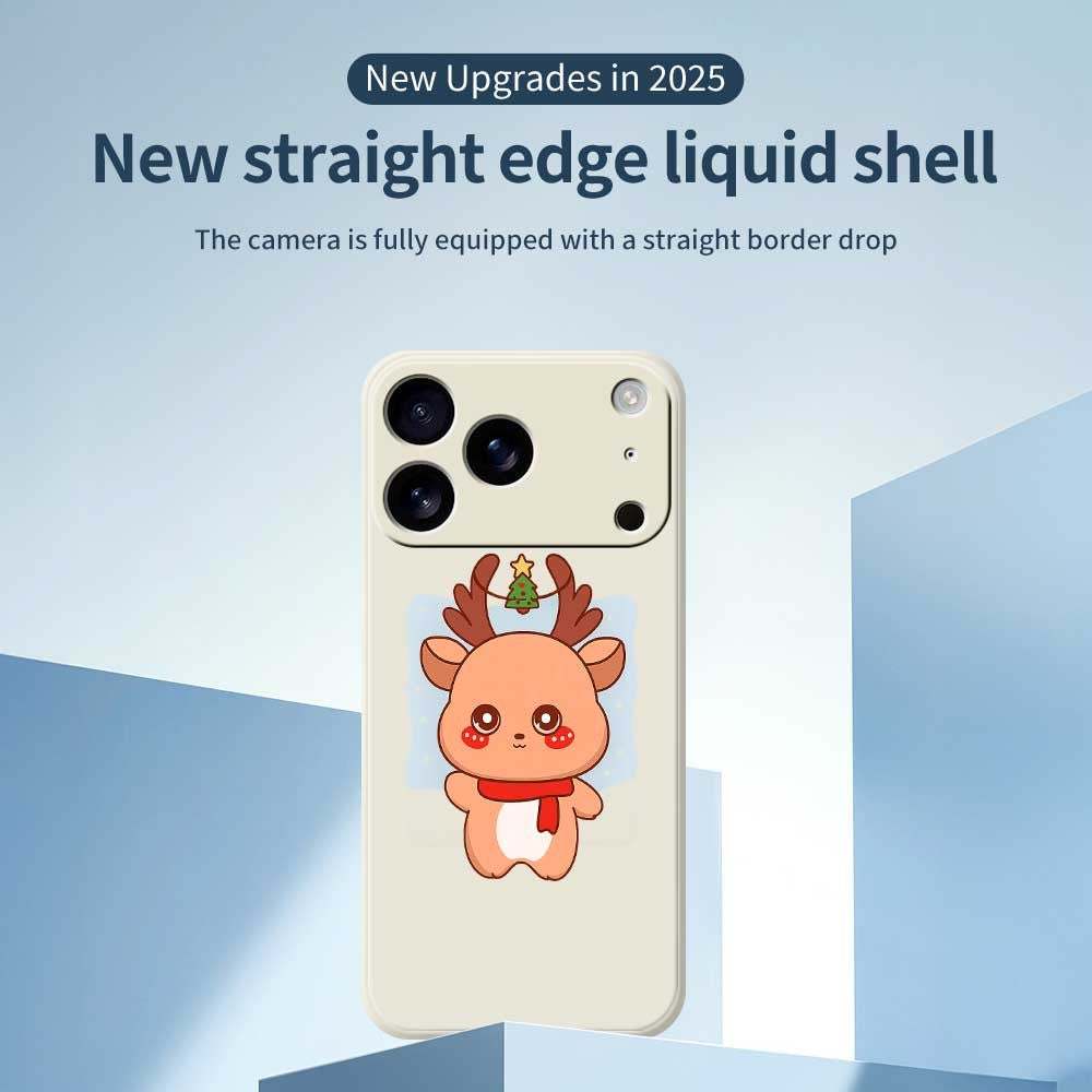 For iPhone 17 Pro Max Case Cartoon Deer Pattern Printing Straight Edge TPU Phone Back Cover - Green