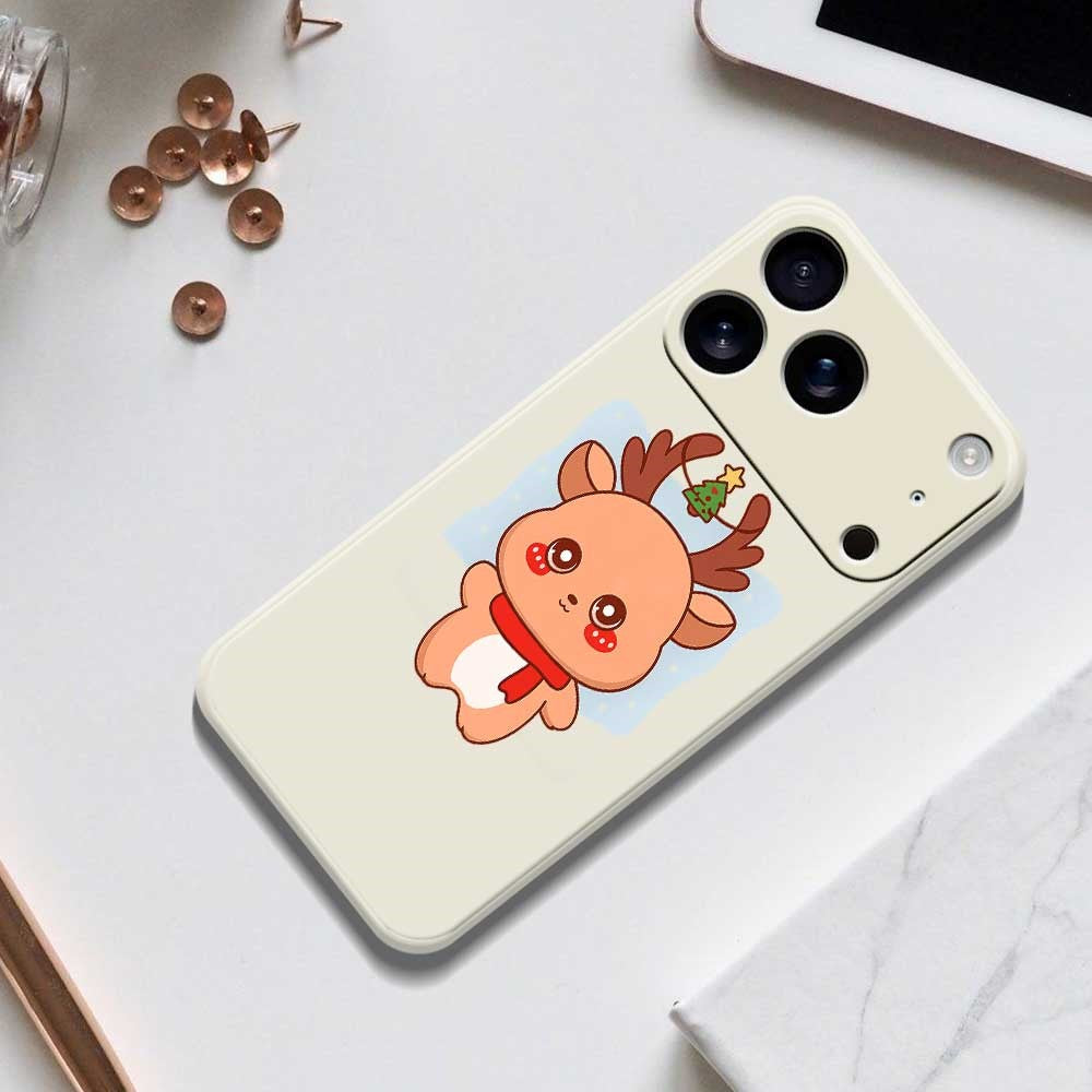 For iPhone 17 Pro Max Case Cartoon Deer Pattern Printing Straight Edge TPU Phone Back Cover - Green
