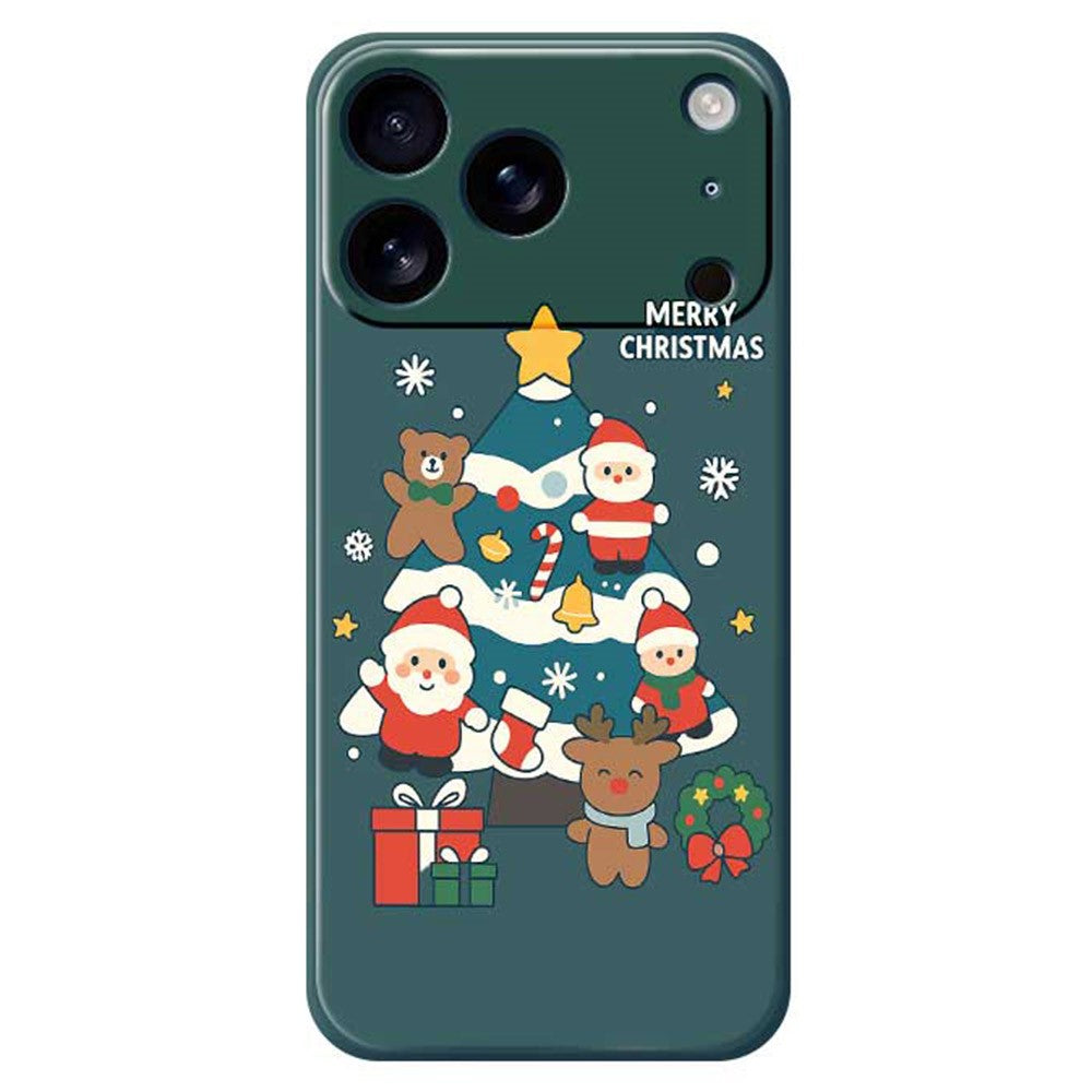 For iPhone 17 Pro Max Case Christmas Tree Gifts Pattern Printing Straight Edge TPU Phone Back Cover - Green