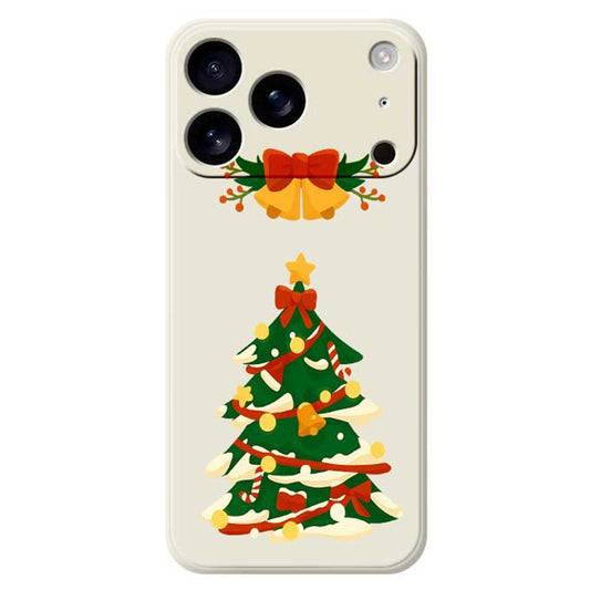 For iPhone 17 Pro Max Case Christmas Tree Bow Pattern Printing Straight Edge TPU Phone Back Cover - Beige