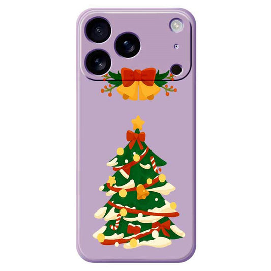 For iPhone 17 Pro Max Case Christmas Tree Bow Pattern Printing Straight Edge TPU Phone Back Cover - Purple