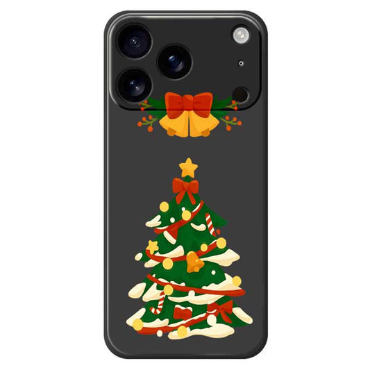 For iPhone 17 Pro Max Case Christmas Tree Bow Pattern Printing Straight Edge TPU Phone Back Cover - Black