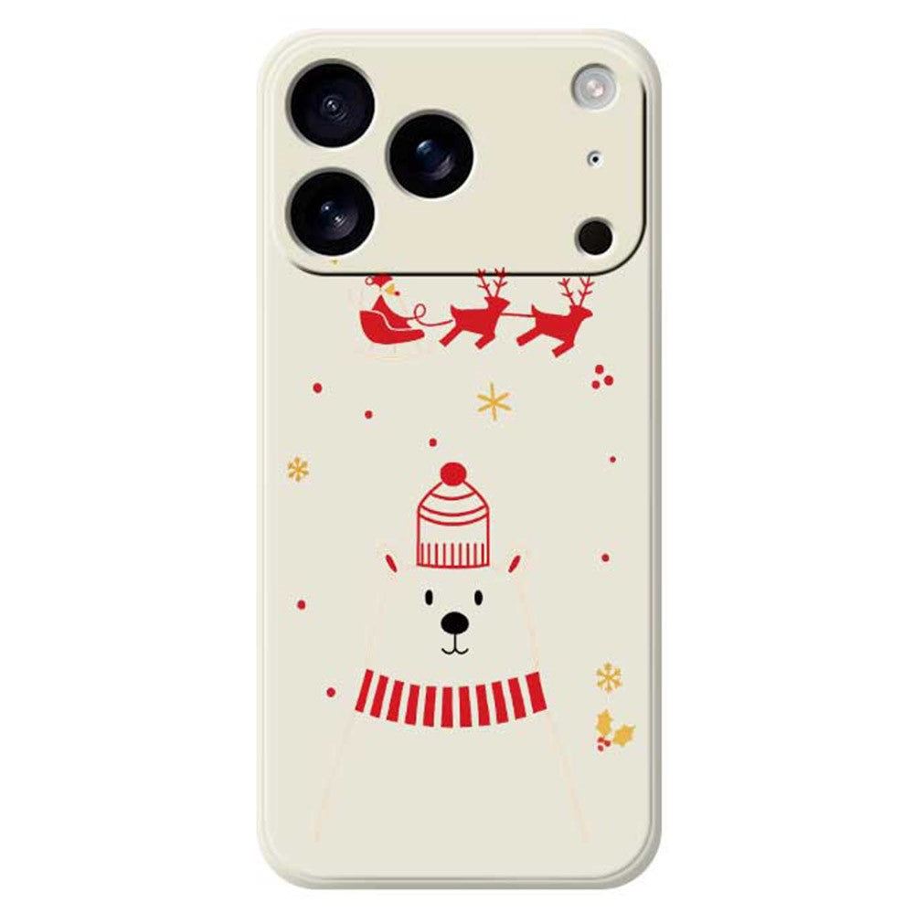 For iPhone 17 Pro Max Case Bear Pattern Printing Straight Edge TPU Phone Back Cover - Beige
