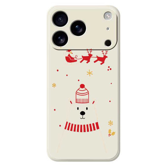 For iPhone 17 Pro Max Case Bear Pattern Printing Straight Edge TPU Phone Back Cover - Beige