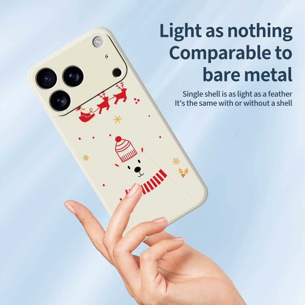 For iPhone 17 Pro Max Case Bear Pattern Printing Straight Edge TPU Phone Back Cover - Beige