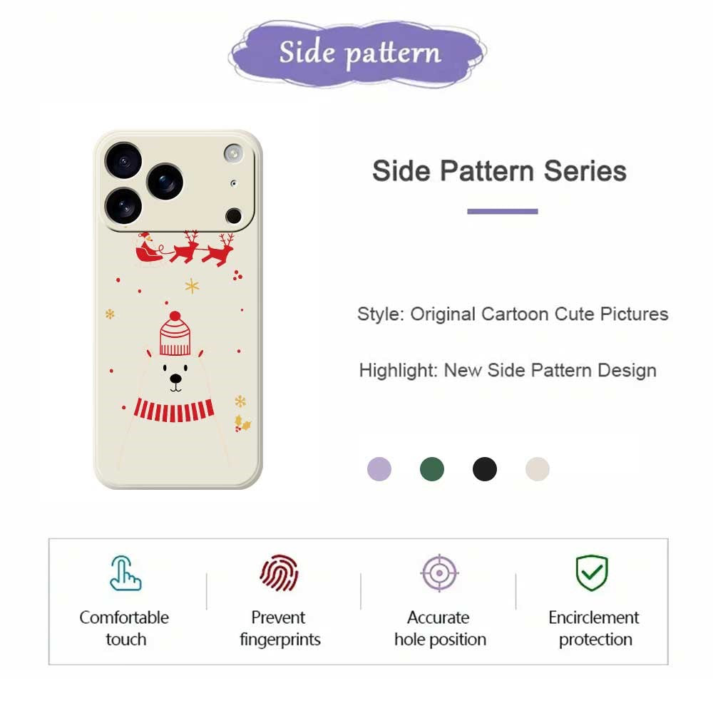 For iPhone 17 Pro Max Case Bear Pattern Printing Straight Edge TPU Phone Back Cover - Beige