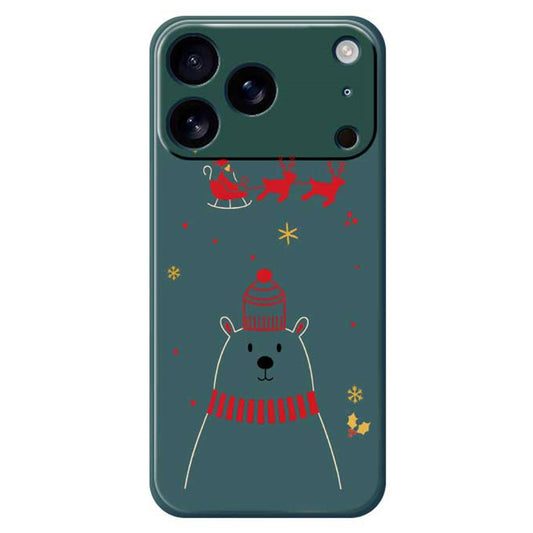 For iPhone 17 Pro Max Case Bear Pattern Printing Straight Edge TPU Phone Back Cover - Green