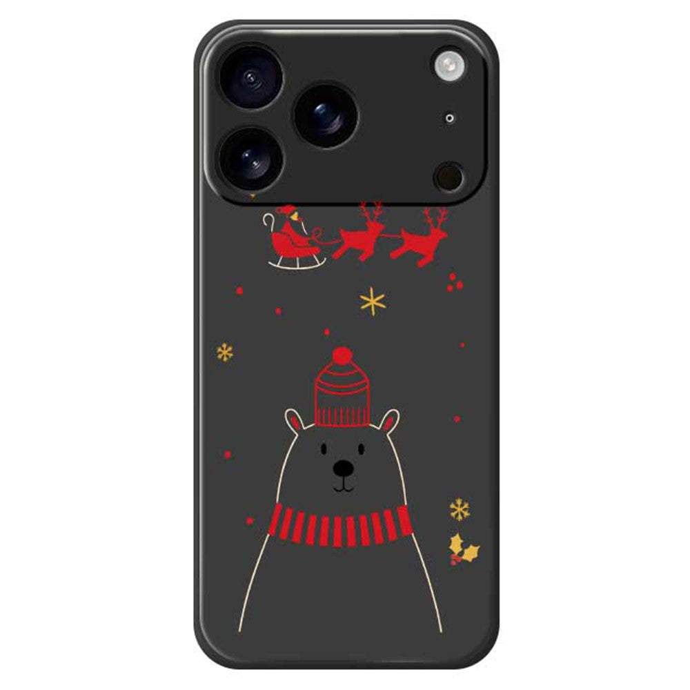 For iPhone 17 Pro Max Case Bear Pattern Printing Straight Edge TPU Phone Back Cover - Black
