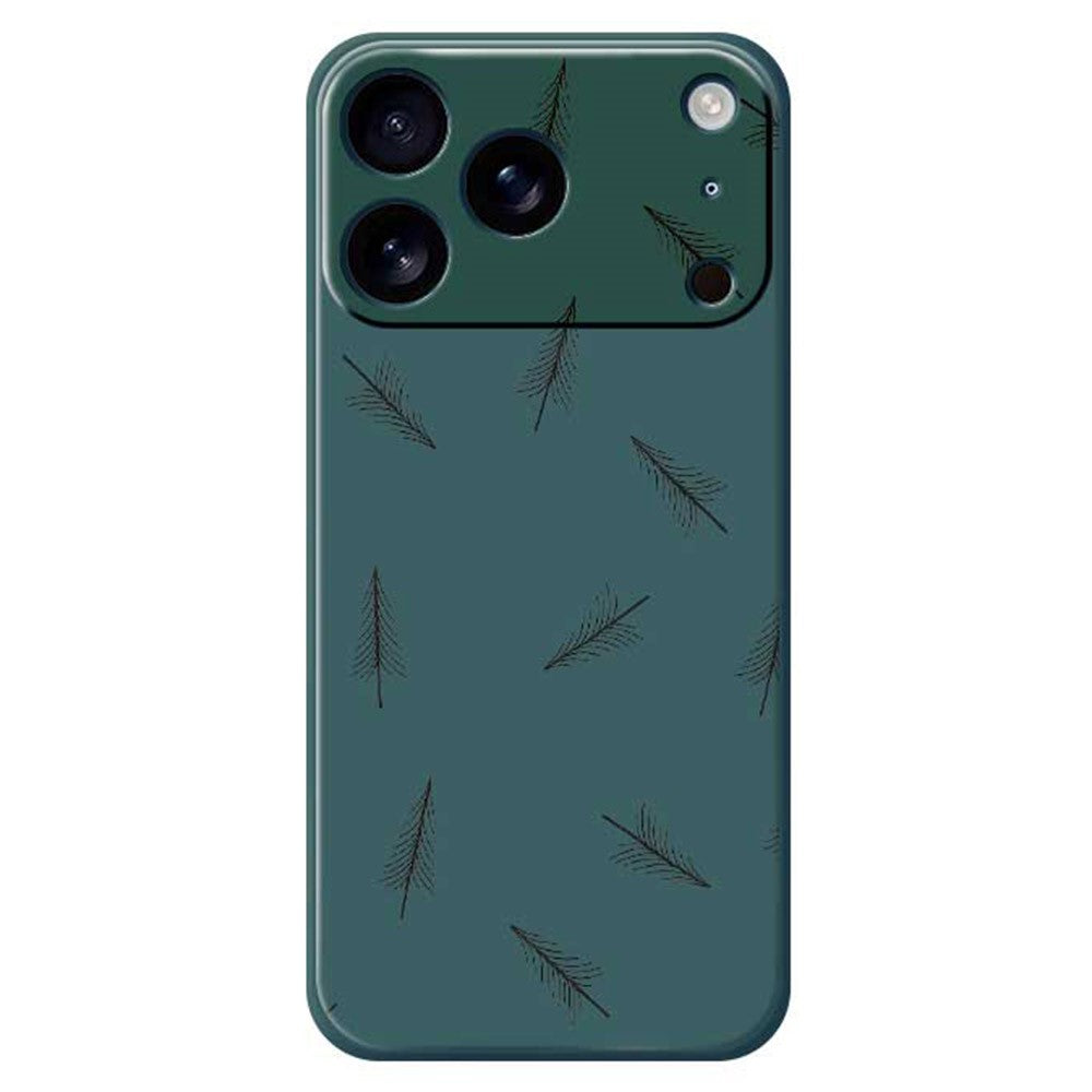 For iPhone 17 Pro Max Case Hand Drawn Trees Pattern Printing Straight Edge TPU Phone Back Cover - Green