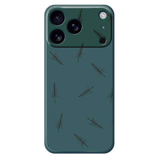 For iPhone 17 Pro Max Case Hand Drawn Trees Pattern Printing Straight Edge TPU Phone Back Cover - Green