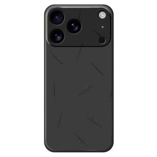 For iPhone 17 Pro Max Case Hand Drawn Trees Pattern Printing Straight Edge TPU Phone Back Cover - Black