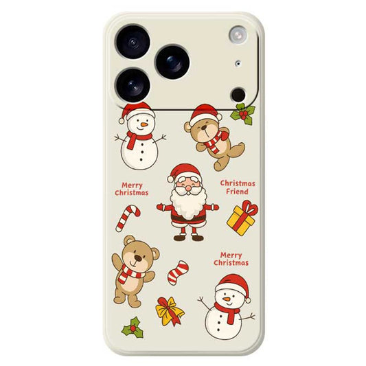 For iPhone 17 Pro Max Case Christmas Friends Pattern Printing Straight Edge TPU Phone Back Cover - Beige