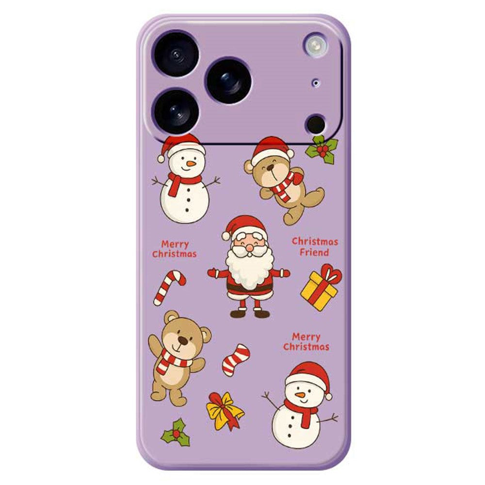 For iPhone 17 Pro Max Case Christmas Friends Pattern Printing Straight Edge TPU Phone Back Cover - Purple