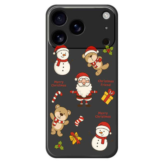 For iPhone 17 Pro Max Case Christmas Friends Pattern Printing Straight Edge TPU Phone Back Cover - Black