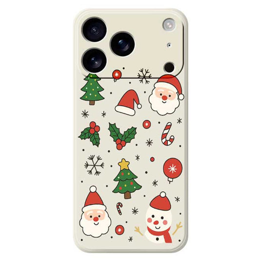 For iPhone 17 Pro Max Case Christmas Theme Pattern Printing Straight Edge TPU Phone Back Cover - Beige