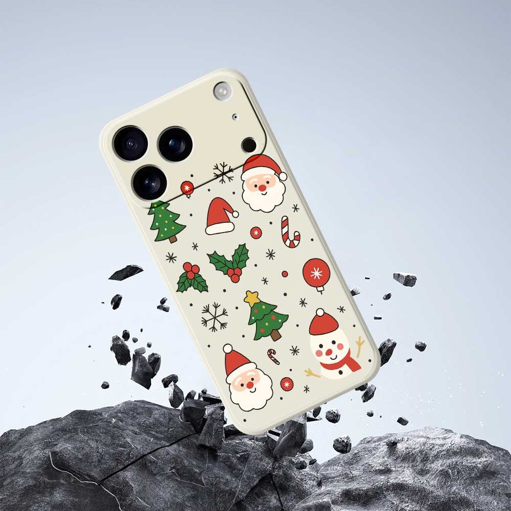 For iPhone 17 Pro Max Case Christmas Theme Pattern Printing Straight Edge TPU Phone Back Cover - Black