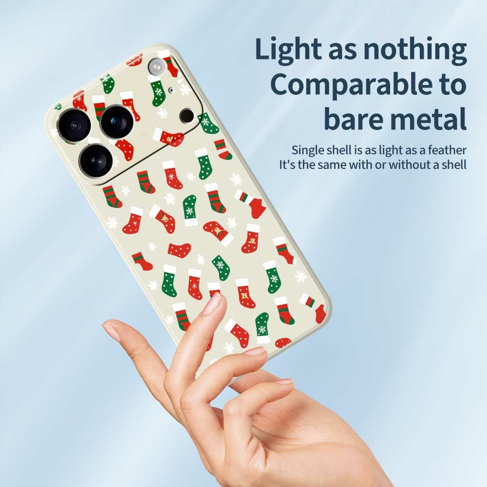 For iPhone 17 Pro Max Case Red and Green Socks Pattern Printing Straight Edge TPU Phone Back Cover - Purple