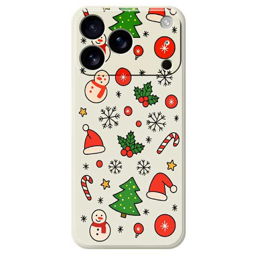 For iPhone 17 Pro Max Case Christmas Elements Pattern Printing Straight Edge TPU Phone Back Cover - Beige