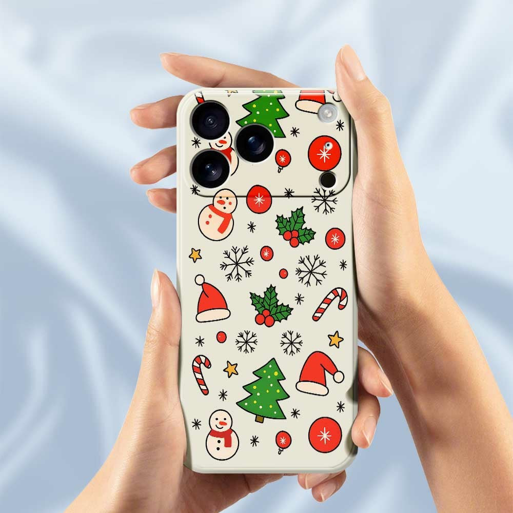 For iPhone 17 Pro Max Case Christmas Elements Pattern Printing Straight Edge TPU Phone Back Cover - Beige