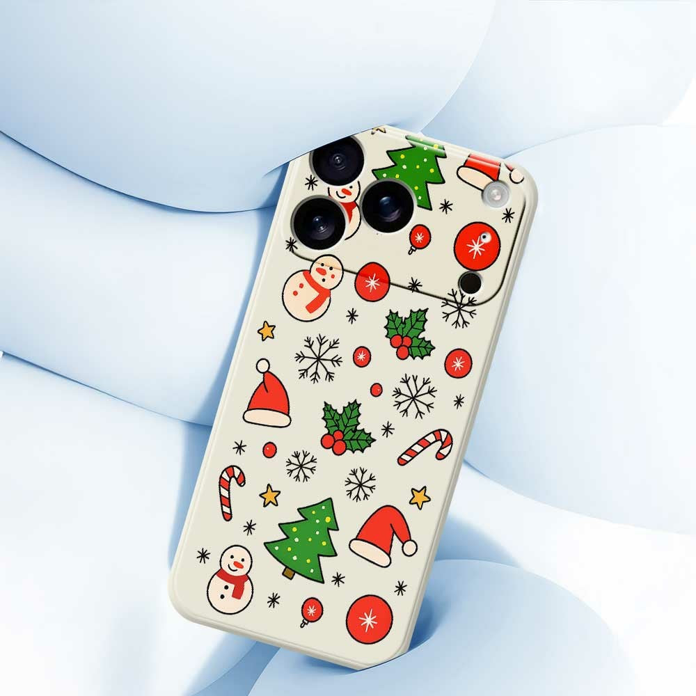 For iPhone 17 Pro Max Case Christmas Elements Pattern Printing Straight Edge TPU Phone Back Cover - Green