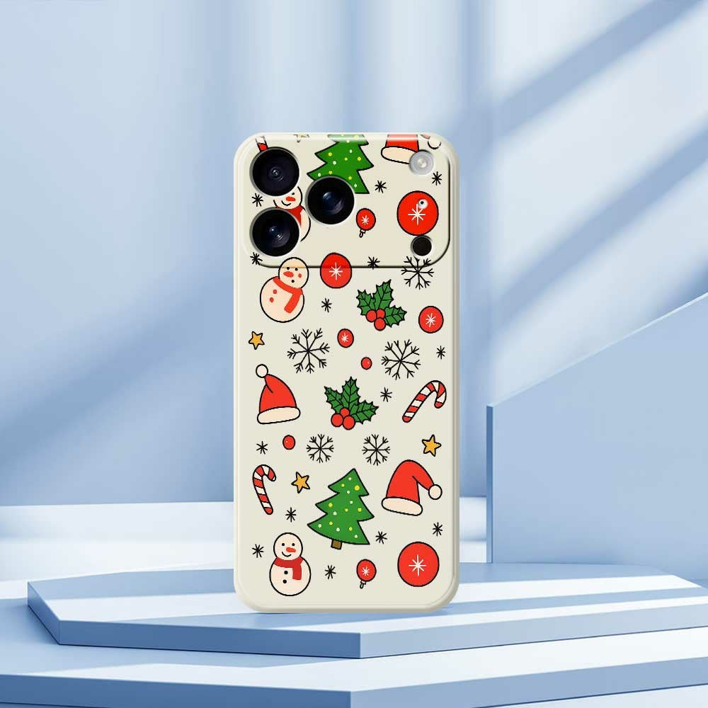 For iPhone 17 Pro Max Case Christmas Elements Pattern Printing Straight Edge TPU Phone Back Cover - Green