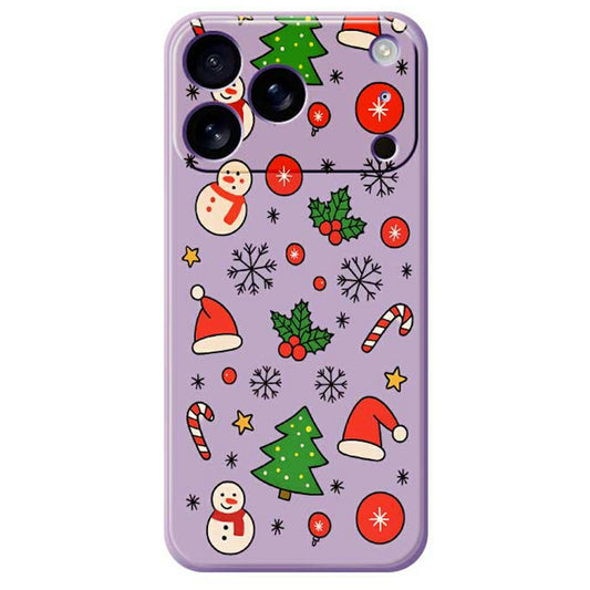 For iPhone 17 Pro Max Case Christmas Elements Pattern Printing Straight Edge TPU Phone Back Cover - Purple