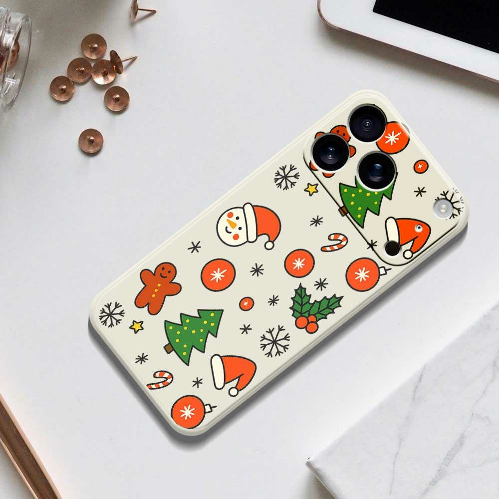 For iPhone 17 Pro Max Case Lovely Christmas Pattern Printing Straight Edge TPU Phone Back Cover - Black