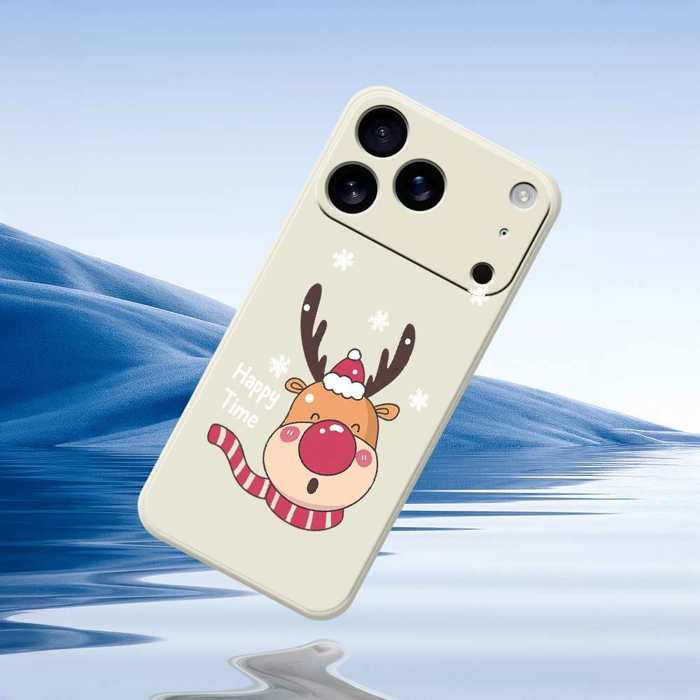 For iPhone 17 Pro Max Case Smiling Deer Pattern Printing Straight Edge TPU Phone Back Cover - Green