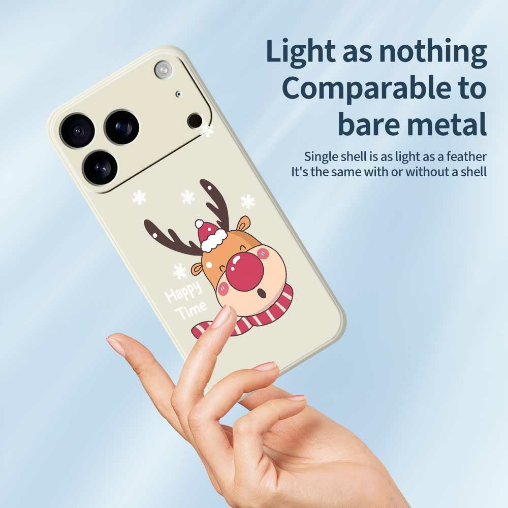 For iPhone 17 Pro Max Case Smiling Deer Pattern Printing Straight Edge TPU Phone Back Cover - Purple