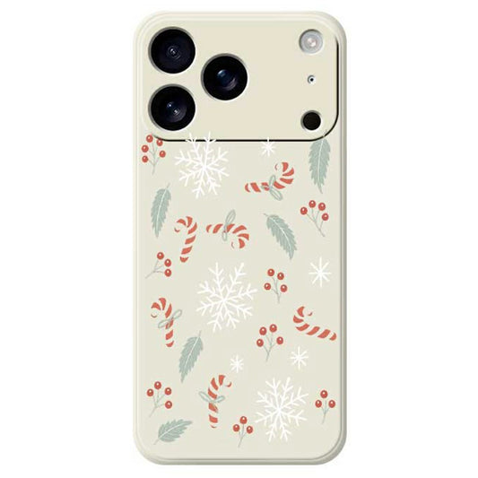 For iPhone 17 Pro Max Case Leaves and Canes Pattern Printing Straight Edge TPU Phone Back Cover - Beige