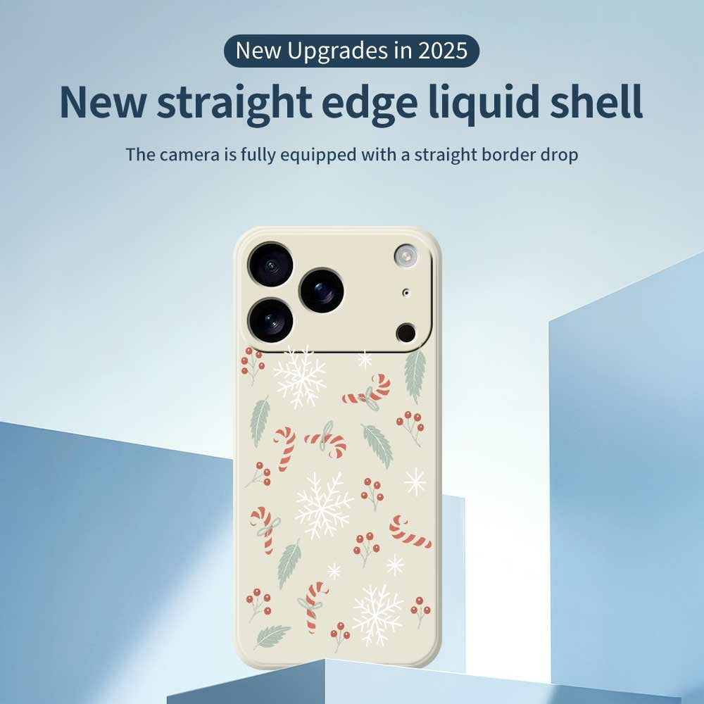 For iPhone 17 Pro Max Case Leaves and Canes Pattern Printing Straight Edge TPU Phone Back Cover - Beige