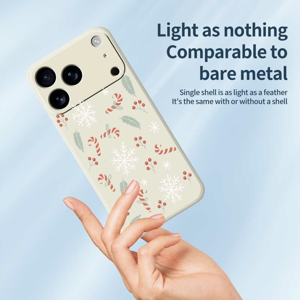For iPhone 17 Pro Max Case Leaves and Canes Pattern Printing Straight Edge TPU Phone Back Cover - Beige