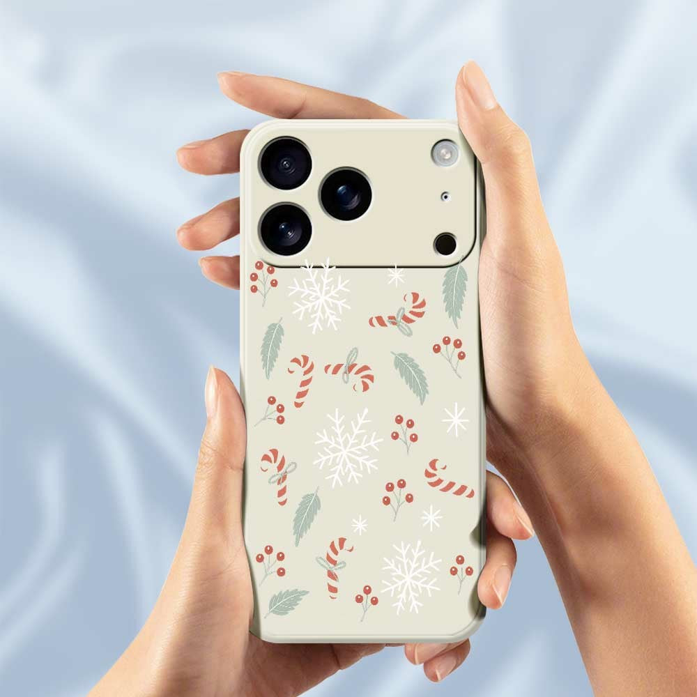 For iPhone 17 Pro Max Case Leaves and Canes Pattern Printing Straight Edge TPU Phone Back Cover - Beige