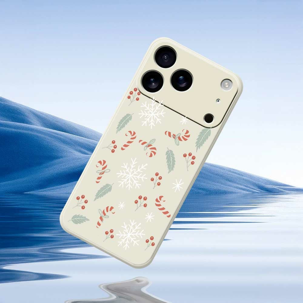 For iPhone 17 Pro Max Case Leaves and Canes Pattern Printing Straight Edge TPU Phone Back Cover - Beige
