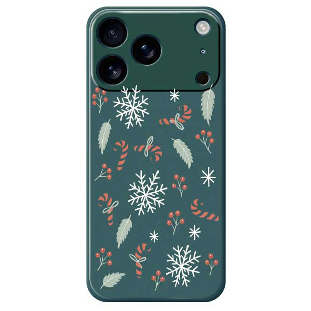 For iPhone 17 Pro Max Case Leaves and Canes Pattern Printing Straight Edge TPU Phone Back Cover - Green