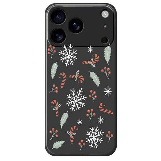 For iPhone 17 Pro Max Case Leaves and Canes Pattern Printing Straight Edge TPU Phone Back Cover - Black