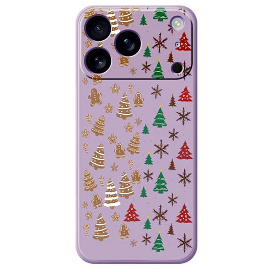 For iPhone 17 Pro Max Case Christmas Tree Gingerbread Pattern Printing Straight Edge TPU Phone Back Cover - Purple