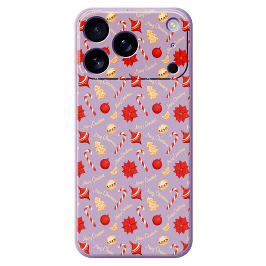 For iPhone 17 Pro Max Case Christmas Candy Pattern Printing Straight Edge TPU Phone Back Cover - Purple
