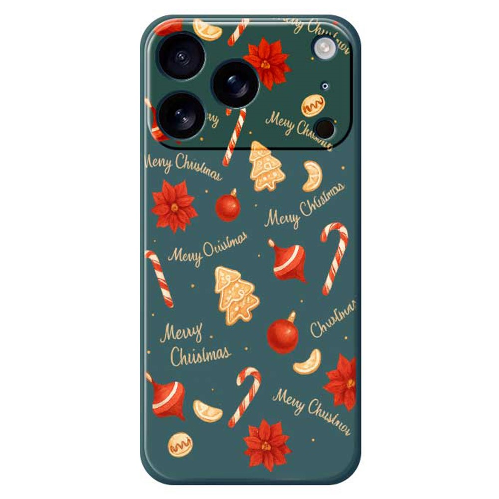 For iPhone 17 Pro Max Case Christmas Big Candy Pattern Printing Straight Edge TPU Phone Back Cover - Green