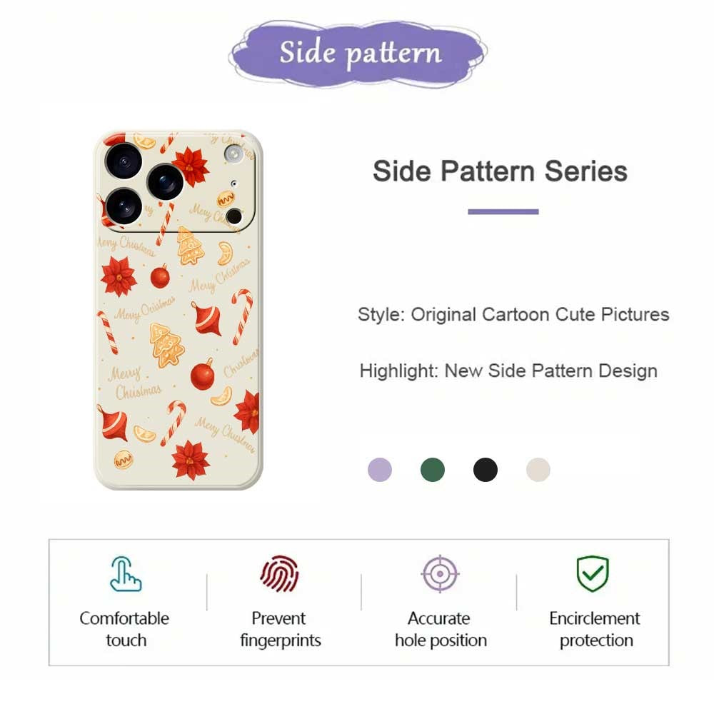 For iPhone 17 Pro Max Case Christmas Big Candy Pattern Printing Straight Edge TPU Phone Back Cover - Beige