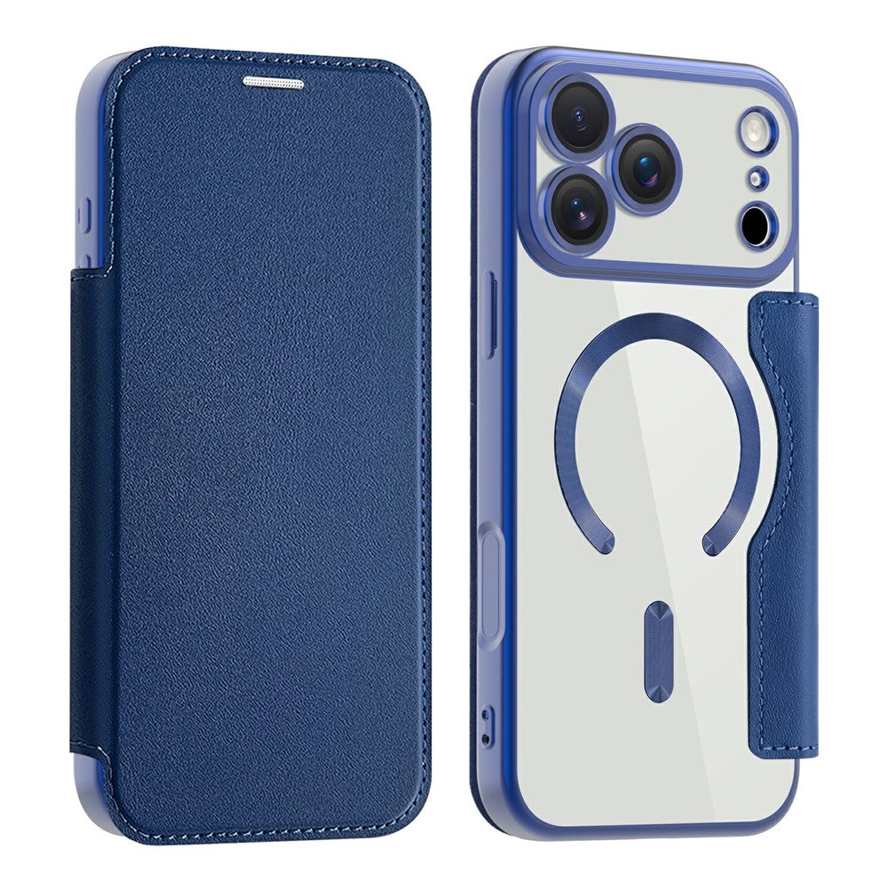 For iPhone 17 Pro Max Case Compatible with MagSafe RFID Blocking Card Holder Leather Phone Cover - Sapphire