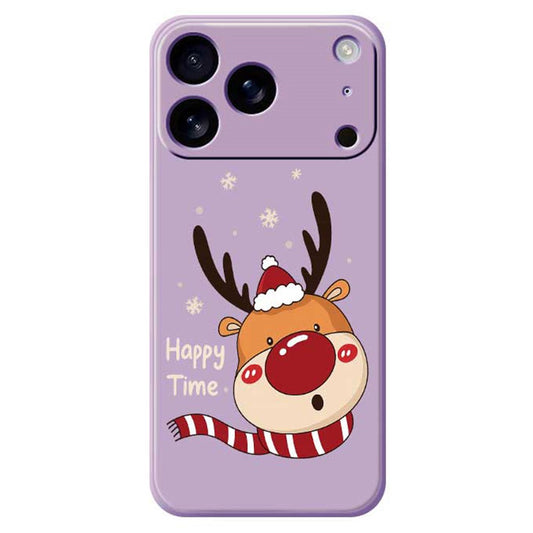 For iPhone 17 Pro Max Case Deer Head Pattern Printing Straight Edge TPU Phone Back Cover - Purple